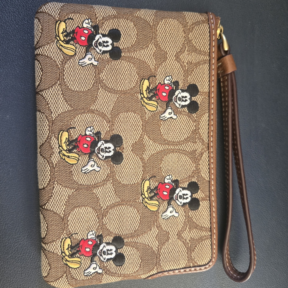 Coach Brown Mickey Mouse Wristlet